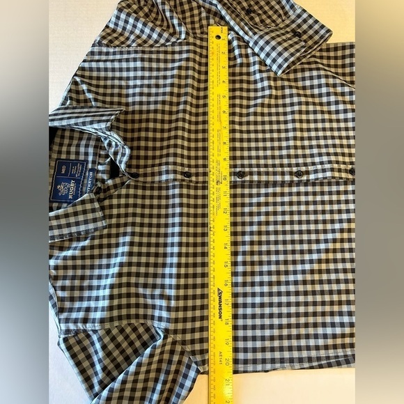 RUGBY stretch mens long sleeve button down shirt in black & gray. Sz Medium F1 - Picture 7 of 8
